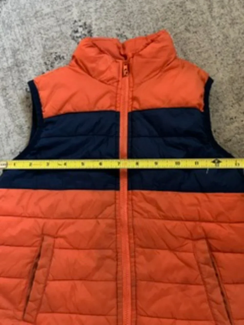 🧡3/$15 Janie and Jack Orange and Navy Blue Colorblock Puffer Vest 5 to 6